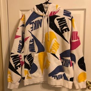 Men’s Large Nike Club All-Over Logo Multi-colored Hoodie